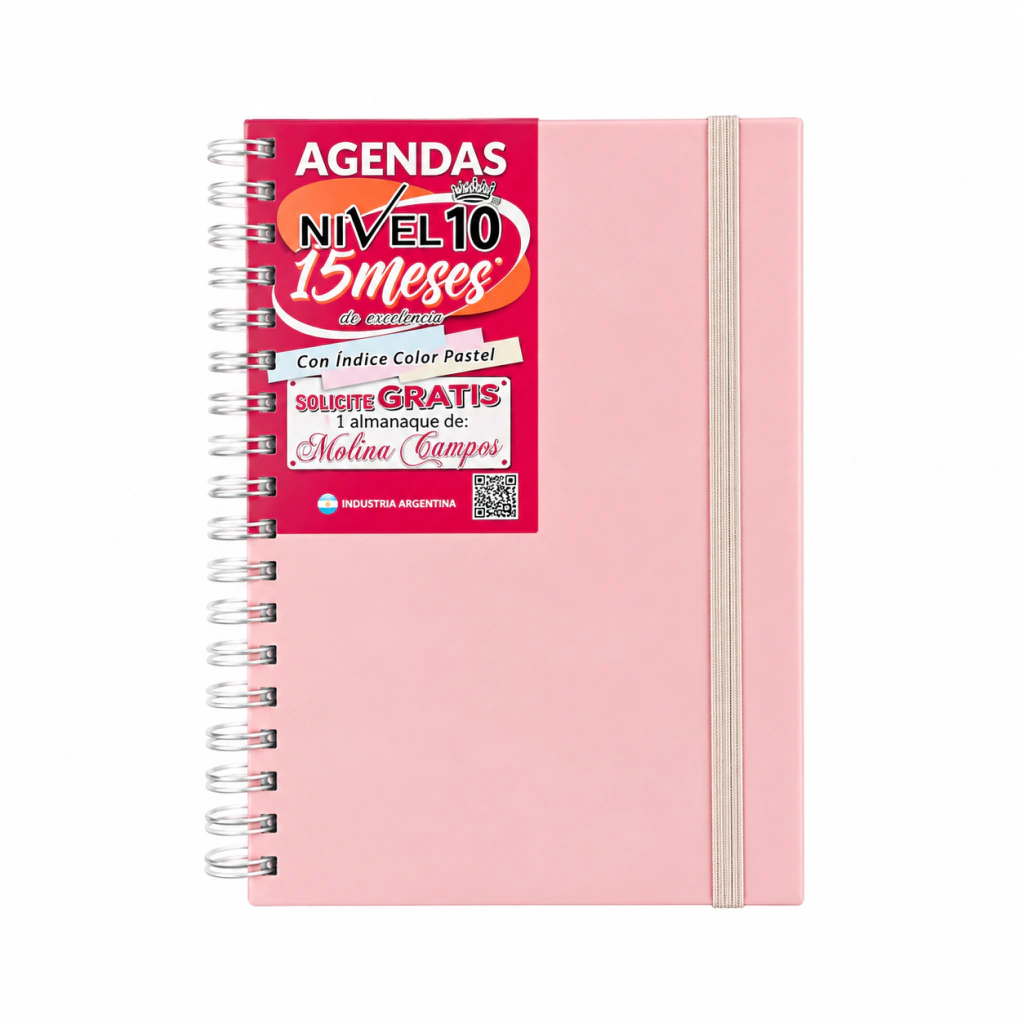 Agenda Nivel 10 semanal Nº7 top rosa pastel