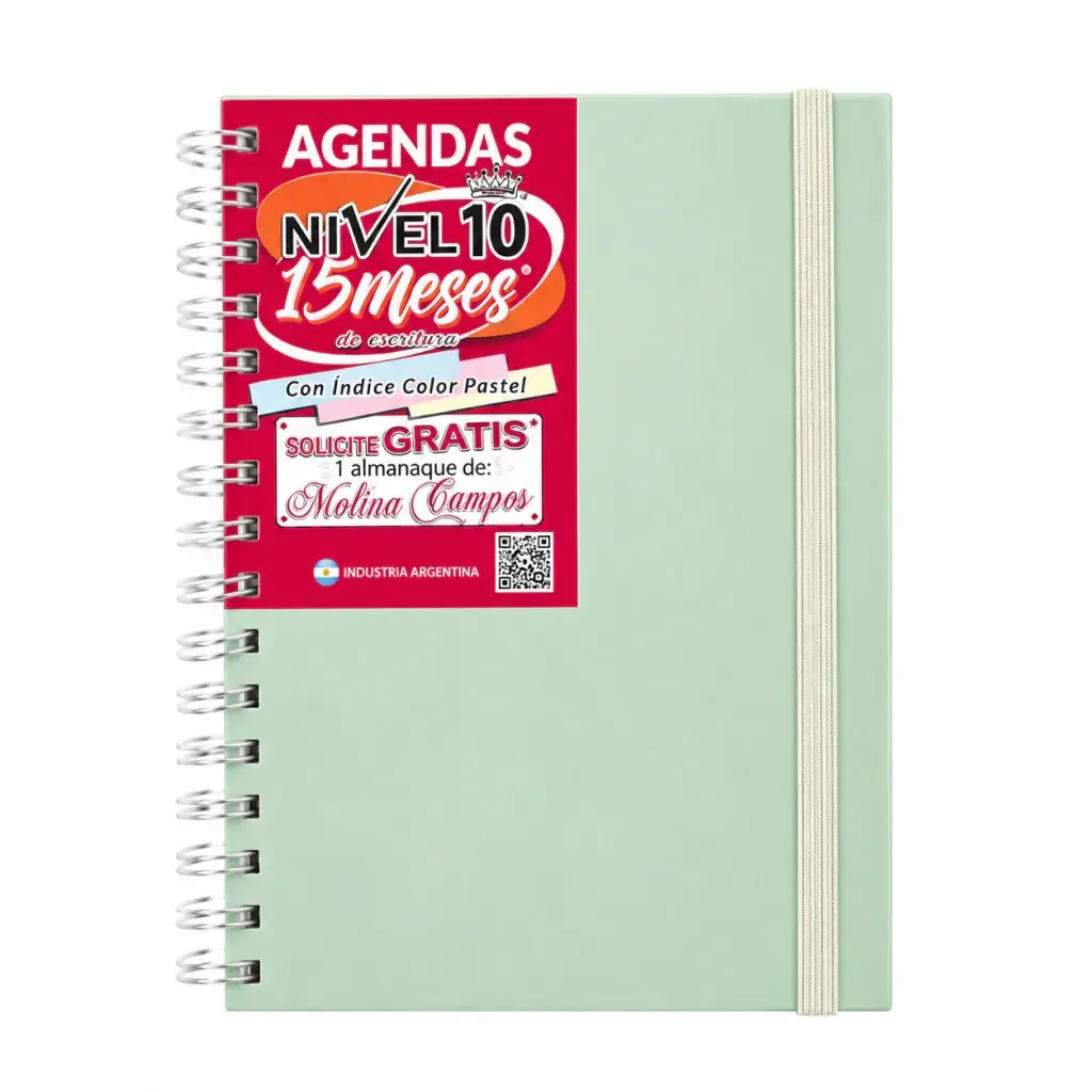 Agenda Nivel 10 semanal Nº8 verde pastel